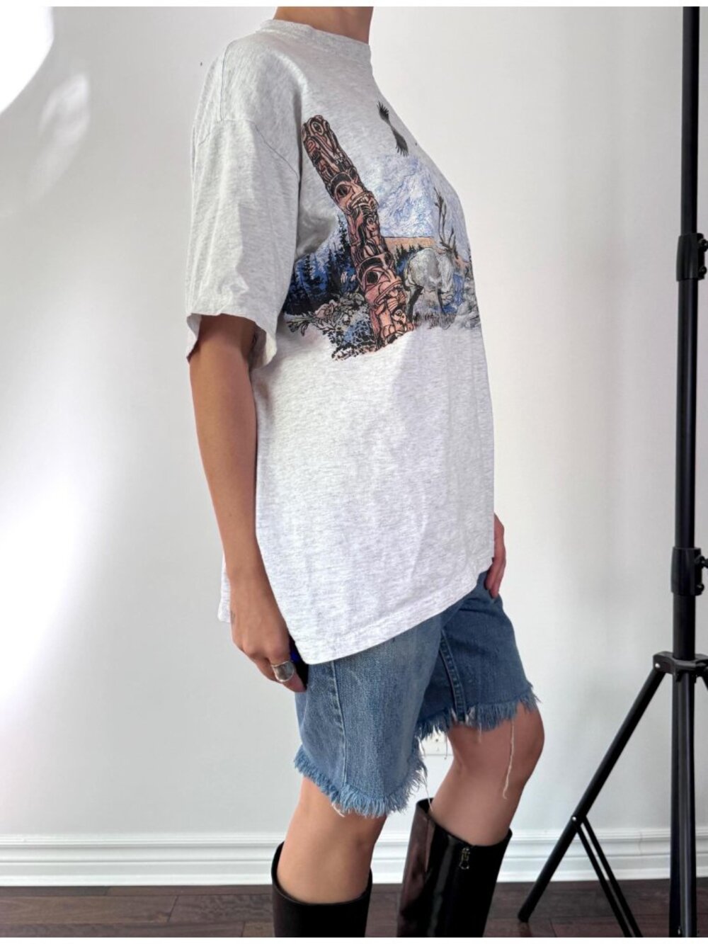 90s vintage grey Alaska nature wildlife travel graphic mens unisex cotton tshirt - Picture 6 of 8